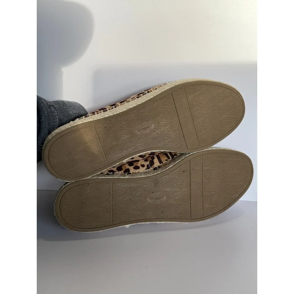 Dr Scholls Espadrille Flats Women 9.5 Leopard Print Be Energized Tan Fabric Boho